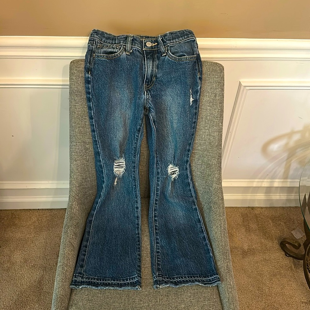 OLD NAVY GIRLS DARK WASH FLARE DENIM